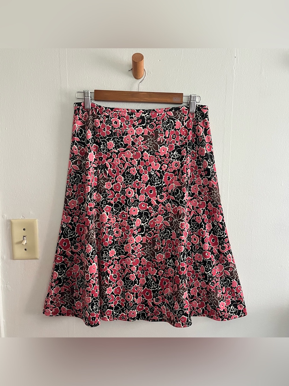 Vintage 90s Floral Skirt women's Sz 8 Black Pink Y2K Fairy Grunge Hippie Boho